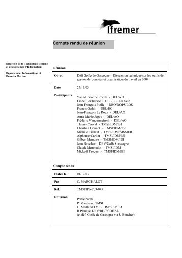 Compte rendu de réunion - Ifremer