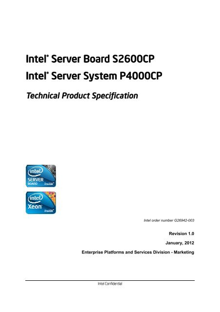 Intel Server Board S2600cp Intel Server System P4000cp