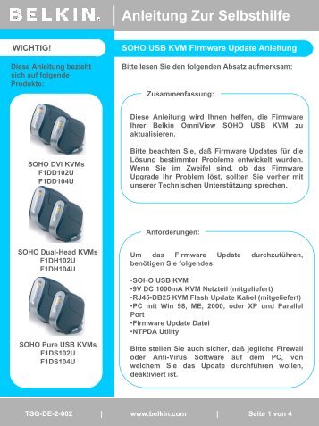 SOHO USB KVM Firmware Update Anleitung - Belkin