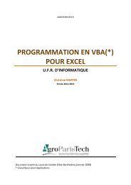 MACRO VBA(*) AVEC EXCEL - AgroParisTech