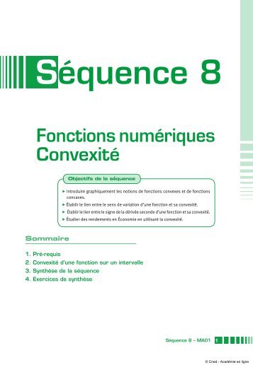 Fonctions numériques - convexité - Académie en ligne