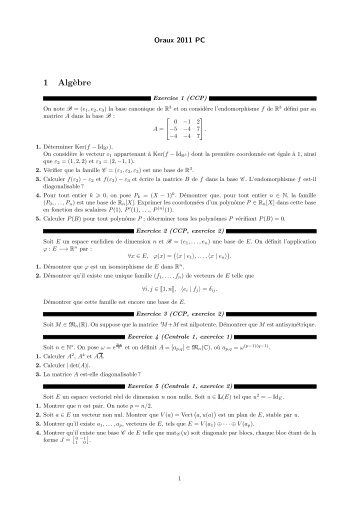 Oraux Maths PC 2011 - PC Fermat
