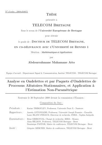 Thèse TELECOM Bretagne Analyse en Ondelettes et par Paquets d ...
