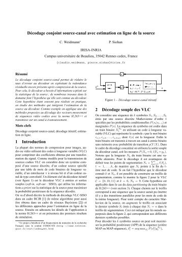 Décodage conjoint source-canal avec estimation en ligne de ... - ETIS