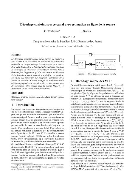 Décodage conjoint source-canal avec estimation en ligne de ... - ETIS