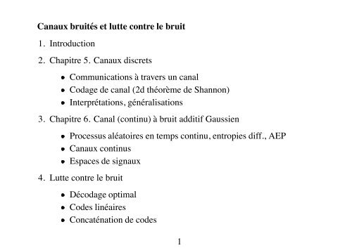 Canaux bruités et lutte contre le bruit 1. Introduction 2 ... - Montefiore