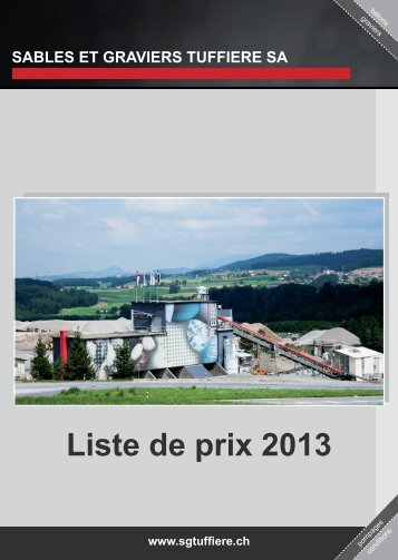 Liste de prix complète - Sables et Graviers Tuffière SA