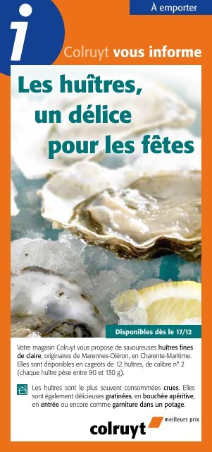 Les huîtres, un délice pour les fêtes - Colruyt