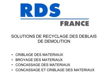 Recyclage des déblais de démolition (fiche technique) - RDS France