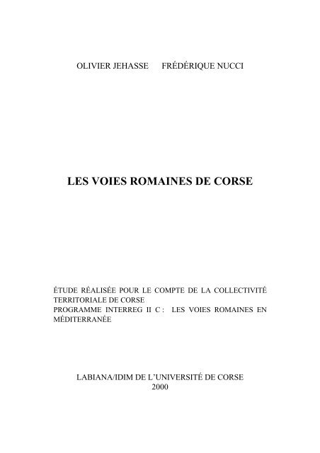 Les Voies Romaines De Corse Unione Corsa - 