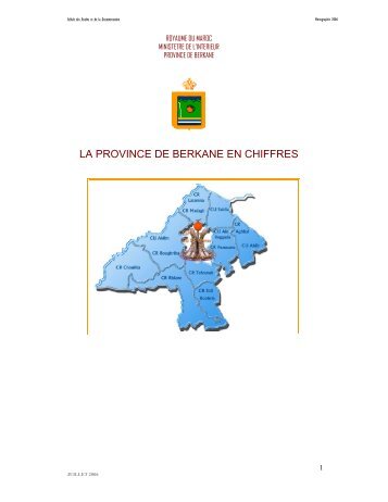 LA PROVINCE DE BERKANE EN CHIFFRES - Oriental