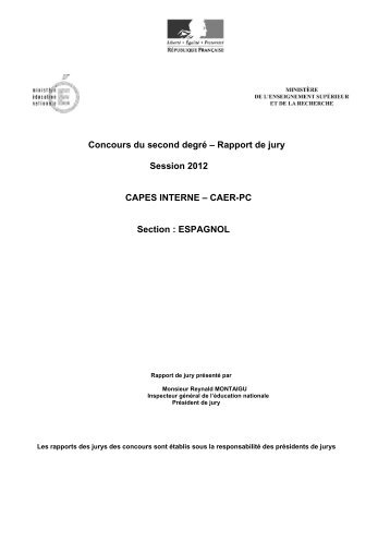 RAPPORT CAPES INTERNE Montaigu espagnol 2012