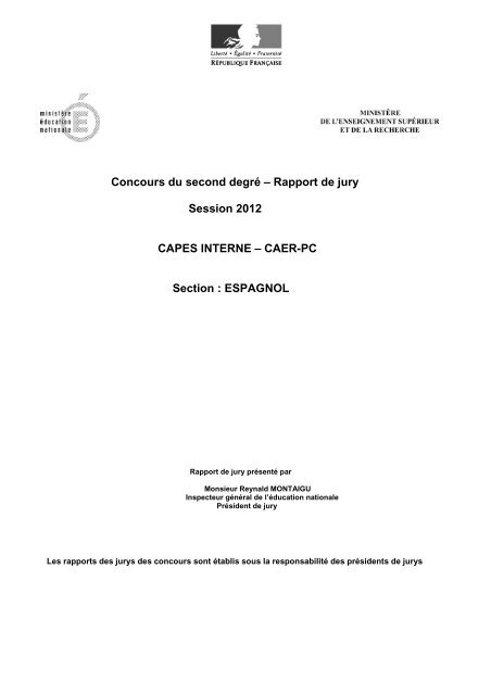 RAPPORT CAPES INTERNE Montaigu espagnol 2012