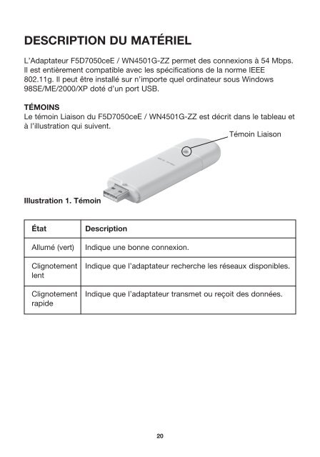 802.11g Wireless USB Adapter User Manual - Belkin