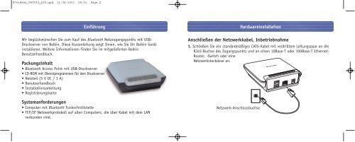 Bluetooth™ Access Point Point d'accès Bluetooth ... - Belkin