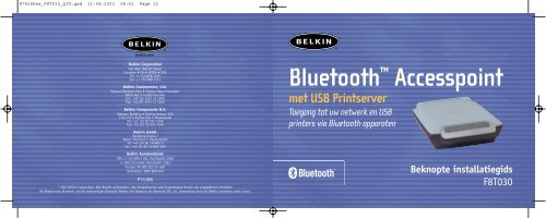 Bluetooth™ Access Point Point d'accès Bluetooth ... - Belkin