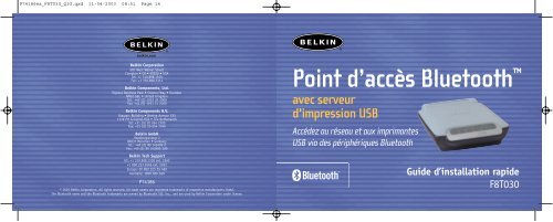 Bluetooth™ Access Point Point d'accès Bluetooth ... - Belkin