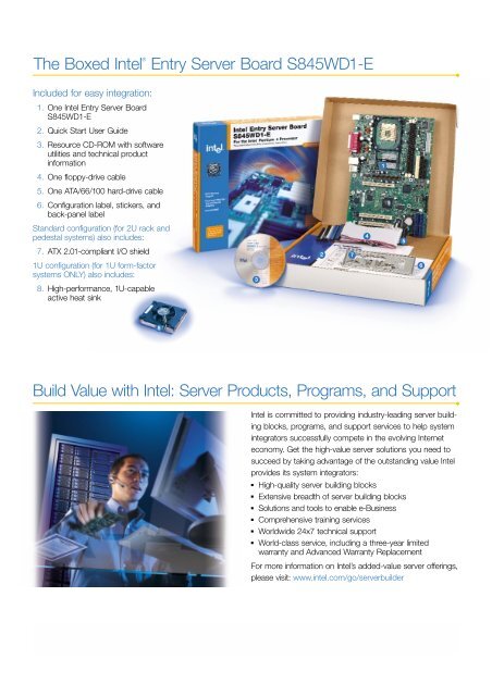 Intel® Entry Server Board S845WD1-E Product Brief