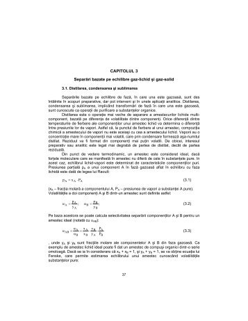 CAPITOLUL 3 Separări bazate pe echilibre gaz-lichid şi gaz-solid