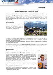 Communiqué Fête des Familles - Verbier