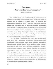 Conclusion : Pour vivre heureux, vivons cachés ? - Questes