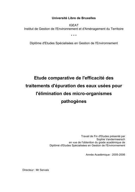 Etude comparative de l'efficacité des traitements ... - Mémoires IGEAT