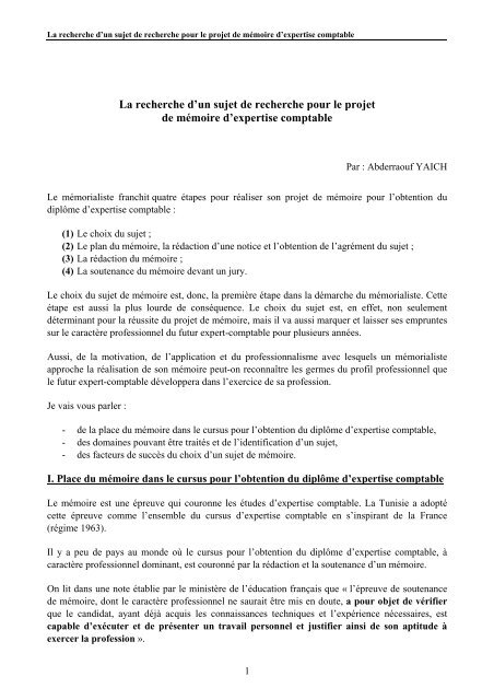 Méthodologie De Rédaction D Un Projet De Mémoire  Exemple de Projet
