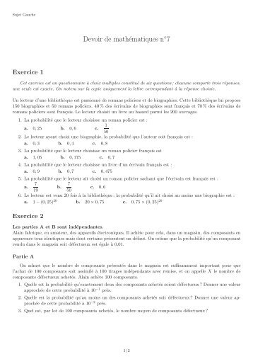 Devoir de mathématiques n7 - Emmanuel Morand