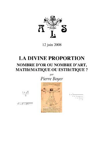 nombre d'or ou nombre d'art, mathématique ou esthétique