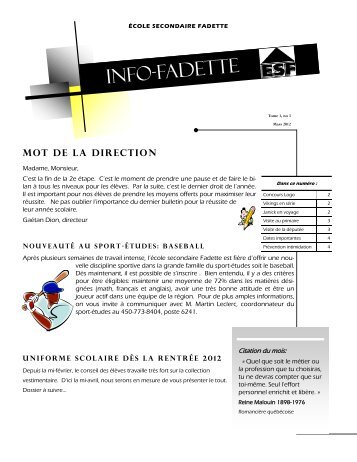 Info-FADETTE - Commission scolaire de Saint-Hyacinthe