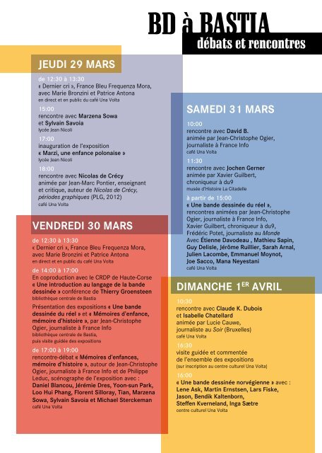 le programme de BD à Bastia 2012 - Jaime-la-corse.info