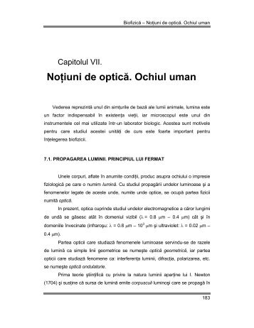 Noţiuni de optică. Ochiul uman - Cadre Didactice