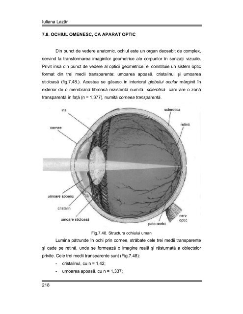 Noţiuni de optică. Ochiul uman - Cadre Didactice