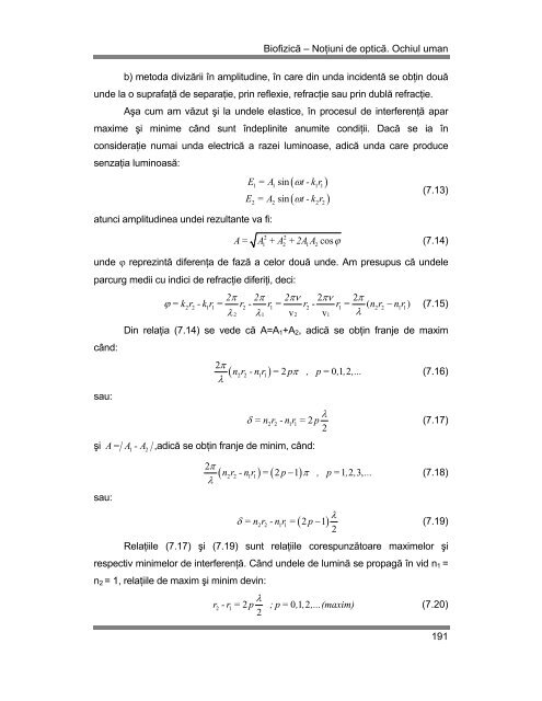 Noţiuni de optică. Ochiul uman - Cadre Didactice