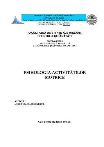 Psihologia activitatilor motrice - Cadre Didactice