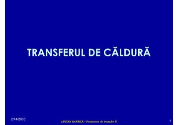 TRANSFERUL DE CĂLDURĂ - Cadre Didactice