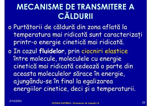 TRANSFERUL DE CĂLDURĂ - Cadre Didactice