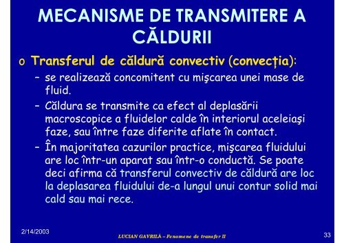 TRANSFERUL DE CĂLDURĂ - Cadre Didactice