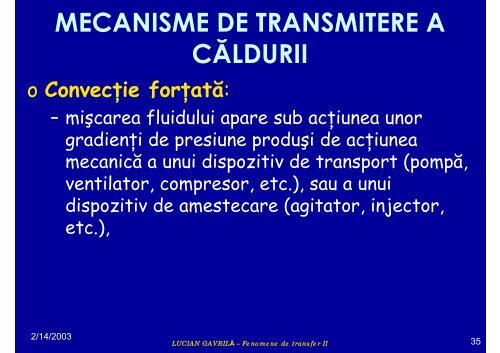 TRANSFERUL DE CĂLDURĂ - Cadre Didactice