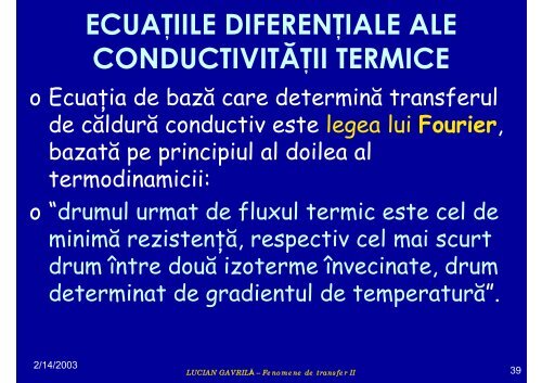 TRANSFERUL DE CĂLDURĂ - Cadre Didactice