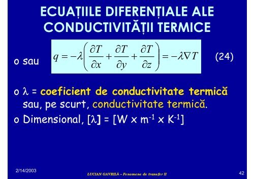 TRANSFERUL DE CĂLDURĂ - Cadre Didactice