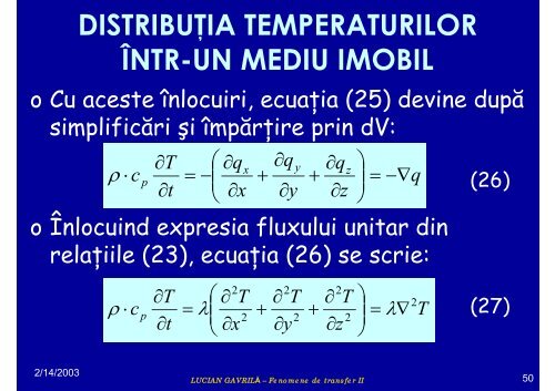 TRANSFERUL DE CĂLDURĂ - Cadre Didactice