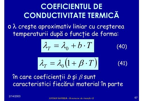 TRANSFERUL DE CĂLDURĂ - Cadre Didactice