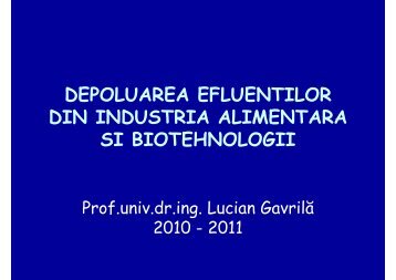 depoluarea efluentilor din industria alimentara si ... - Cadre Didactice