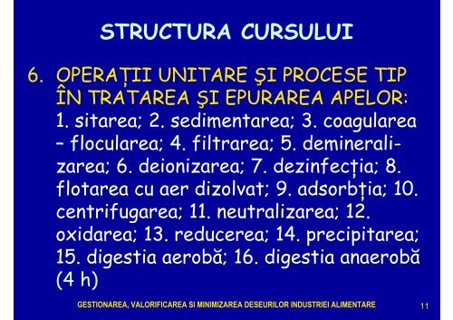 depoluarea efluentilor din industria alimentara si ... - Cadre Didactice