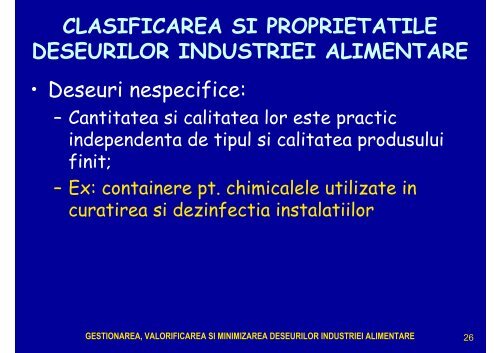 depoluarea efluentilor din industria alimentara si ... - Cadre Didactice