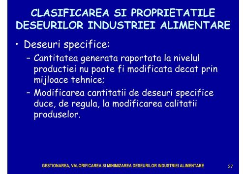 depoluarea efluentilor din industria alimentara si ... - Cadre Didactice