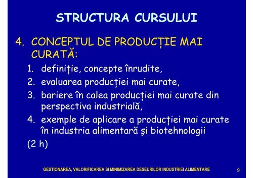 depoluarea efluentilor din industria alimentara si ... - Cadre Didactice