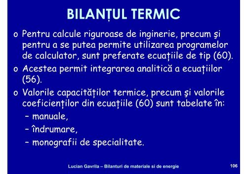 BILANTURI DE MATERIALE SI ENERGIE - Cadre Didactice