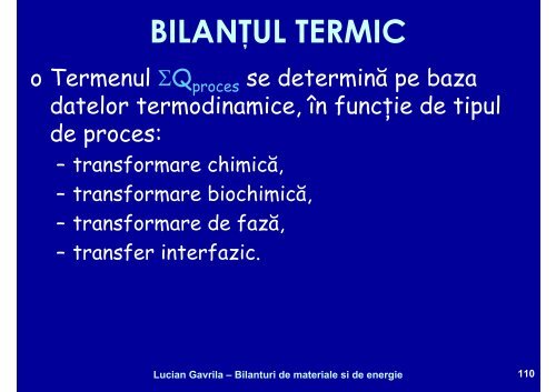 BILANTURI DE MATERIALE SI ENERGIE - Cadre Didactice